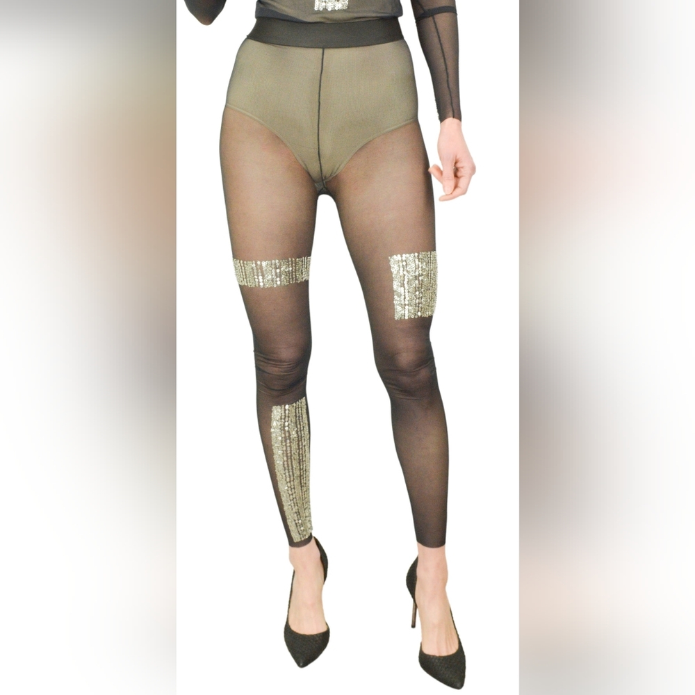 NWT Beau Souci embelished sheer pantyhouse